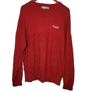 Sahara Red Cable knit sweater 100% Cotton Oklahoma Sooner embroidery Size medium
